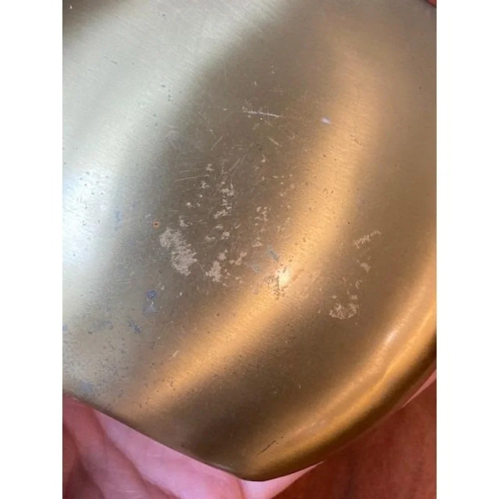 Brass Oval Metal Bud Vase Mid Century Modern Round Pebble Vase Minimalist 4in